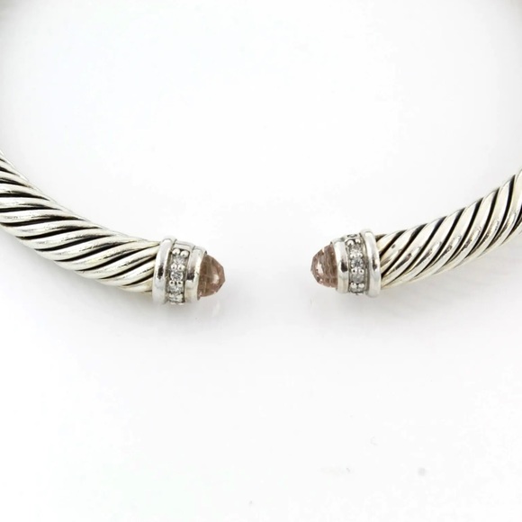 DAVID YURMAN * Sterling Silver Cable Cuff Accented With Morganite & Diam… - Picture 6 of 7